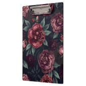 Düster florale Wasserfarbe Dunkelrotes Muster Klemmbrett (Links)