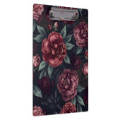Düster florale Wasserfarbe Dunkelrotes Muster Klemmbrett (Rechts)