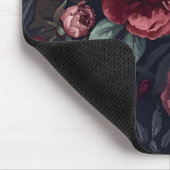 Düster florale Wasserfarbe Dunkelrotes Muster Mousepad (Ecke)