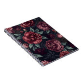 Düster florale Wasserfarbe Dunkelrotes Muster Notizblock (Rechte Seite)