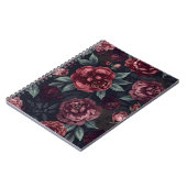 Düster florale Wasserfarbe Dunkelrotes Muster Notizblock (Linke Seite)