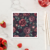 Düster florale Wasserfarbe Dunkelrotes Muster Serviette (Beispiel)