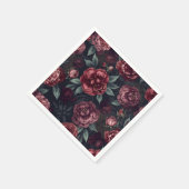 Düster florale Wasserfarbe Dunkelrotes Muster Serviette (Ecke)