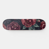 Düster florale Wasserfarbe Dunkelrotes Muster Skateboard (Horizontal)