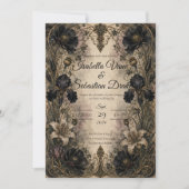 Düster-gotische botanische Hochzeit Einladung (Vorderseite)