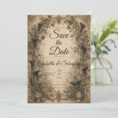Düster-gotische botanische Hochzeit Save The Date (Stehend Vorderseite)