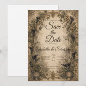 Düster-gotische botanische Hochzeit Save The Date (Vorne/Hinten)