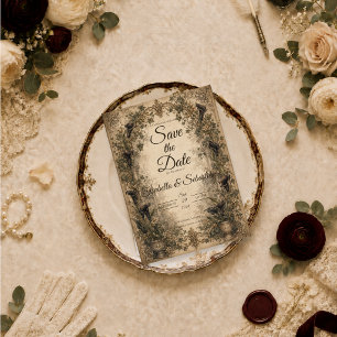 Düster-gotische botanische Hochzeit Save The Date