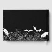 Düster-gotische florale Hochzeit Schwarz Gästebuch (Rückseite)