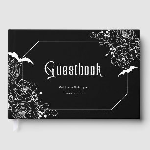Düster-gotische florale Hochzeit Schwarz Gästebuch
