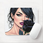Düster-gotische Frau mit Rose  Dunkle Ästhetik Mousepad (Mit Mouse)