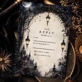 Düster-gotische himmlische Hochzeit RSVP Karte