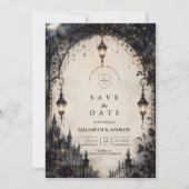 Düster-gotische himmlische Hochzeit Save The Date (Vorderseite)