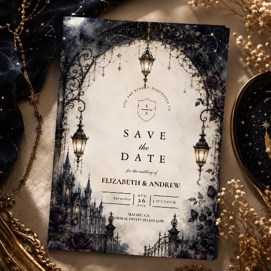 Düster-gotische himmlische Hochzeit Save The Date