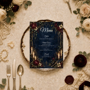 Düster-gotische Kerzenhochzeit Menükarte