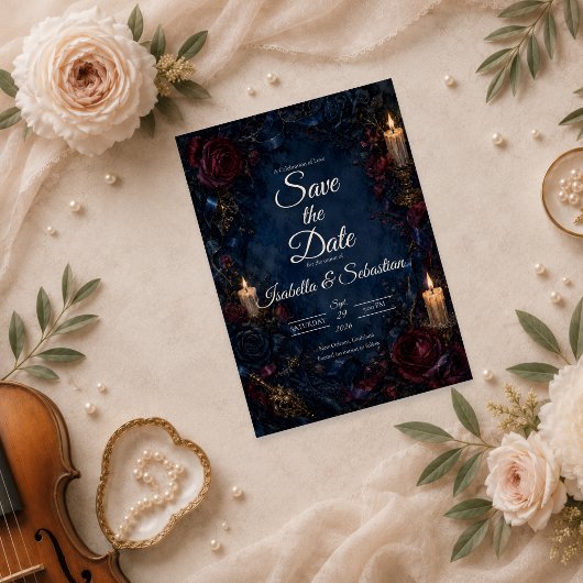 Düster-gotische Kerzenhochzeit Save The Date
