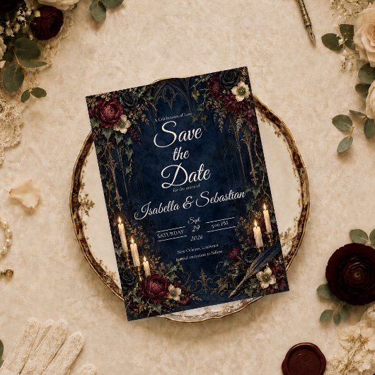 Düster-gotische Kerzenhochzeit Save The Date