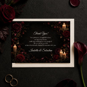 Düster-gotische Kerzenlicht-Rosen-Hochzeit Dankeskarte