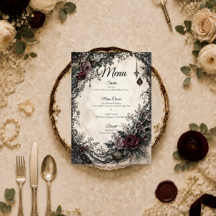 Düster-gotische Weihnachts-Hochzeit Menükarte