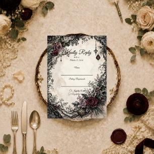 Düster-gotische Weihnachts-Hochzeit RSVP Karte