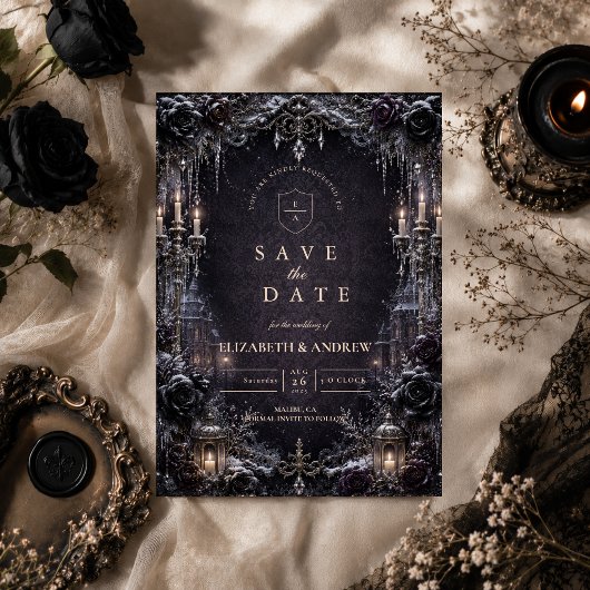 Düster-gotische Winterhochzeit Save The Date