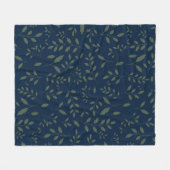 Düster grüne Salbeiblätter Navy Muster Fleecedecke (Vorderseite (Horizontal))