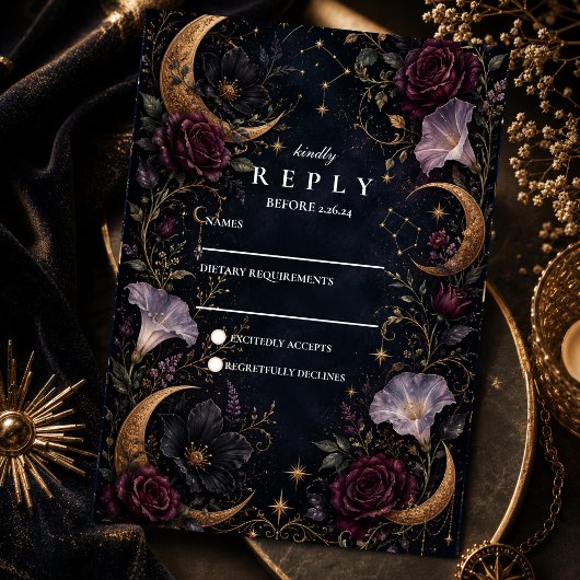 Düster Hochzeit Himmlisch RSVP Karte