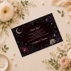 Düster Hochzeit mit himmlischer Botanik Dankeskarte