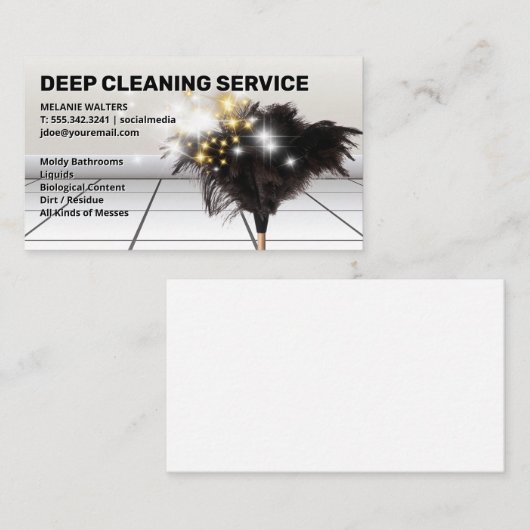 Duster Mop | Haushaltshilfe | Sparkle Clean Visitenkarte (Vorne/Hinten)