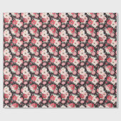 Düster-schwarze und rosa Anemonen-Blumenmuster Geschenkpapier (Flach)