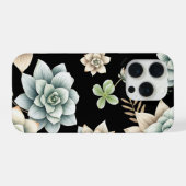 Düster Sukkulente Rosette Schwarz Botanisch Luxus  iPhone Hülle (Rückseite (Horizontal))