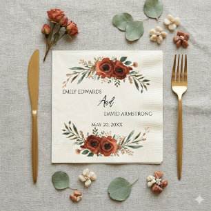 Düster-terrakotta-blumige Boho-Hochzeitsservietten Serviette