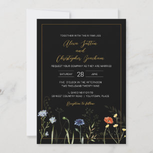 Düster-wilde Blumen Boho Botanische Hochzeit Einladung