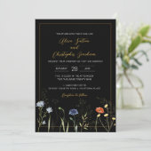 Düster-wilde Blumen Boho Botanische Hochzeit Einladung (Stehend Vorderseite)