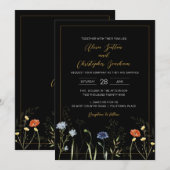 Düster-wilde Blumen Boho Botanische Hochzeit Einladung (Vorne/Hinten)