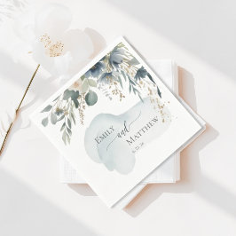 Düstere Blaue Grünpflanzen-Hochzeitsserviette Serviette