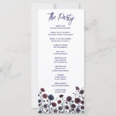 Düstere Burgund & Blaue Blumige Hochzeitsprogramm (Rückseite)