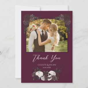 Düstere Burgunderrot-Totenkopf-Foto-Dankeschönkart Dankeskarte