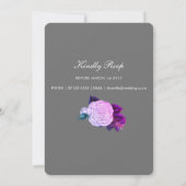Düstere Dunkelgraue Violette Florale Boho Holzkohl Einladung (Rückseite)