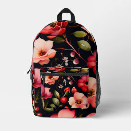 Düstere dunkle florale botanische Wasserfarb-Muste Bedruckter Rucksack