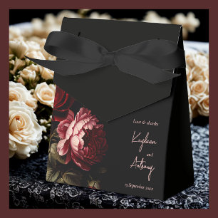 Düstere dunkle Vintage rote Blumen Hochzeit Geschenkschachtel