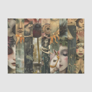 Düstere Fantasy-Garten Collage Decoupage Seidenpapier