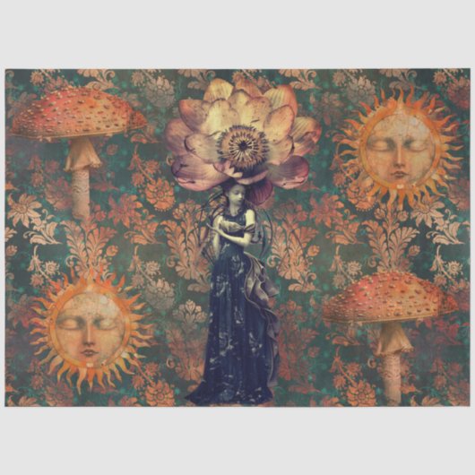 Düstere Fantasy-Garten Collage Decoupage Seidenpapier (Vorderseite)