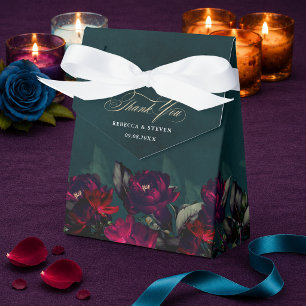 Düstere Florale Dunkelrote Türkis Hochzeit Zelt Geschenkschachtel