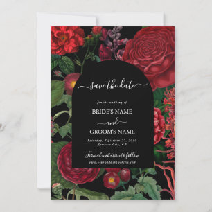 Düstere Florals Schwarze Arch Burgunderrote Hochze Save The Date
