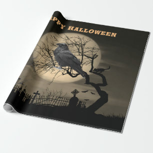Düstere Gruselige Halloween mit Rabe Geschenkpapier