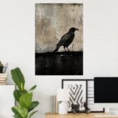 Düstere moderne abstrakte Kunst Schwarzer Rabe Poster (Heimbüro)