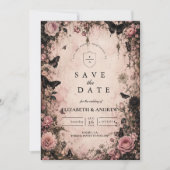 Düstere Pink-Gotische Hochzeit Save The Date (Vorderseite)