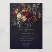 Düstere Romantische Dunkle Florale Gothic QR Code Einladung (Vorderseite)