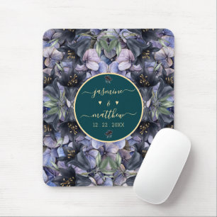 Düstere schwarze Blumen-Klassiker-Paarnamen-Hochze Mousepad